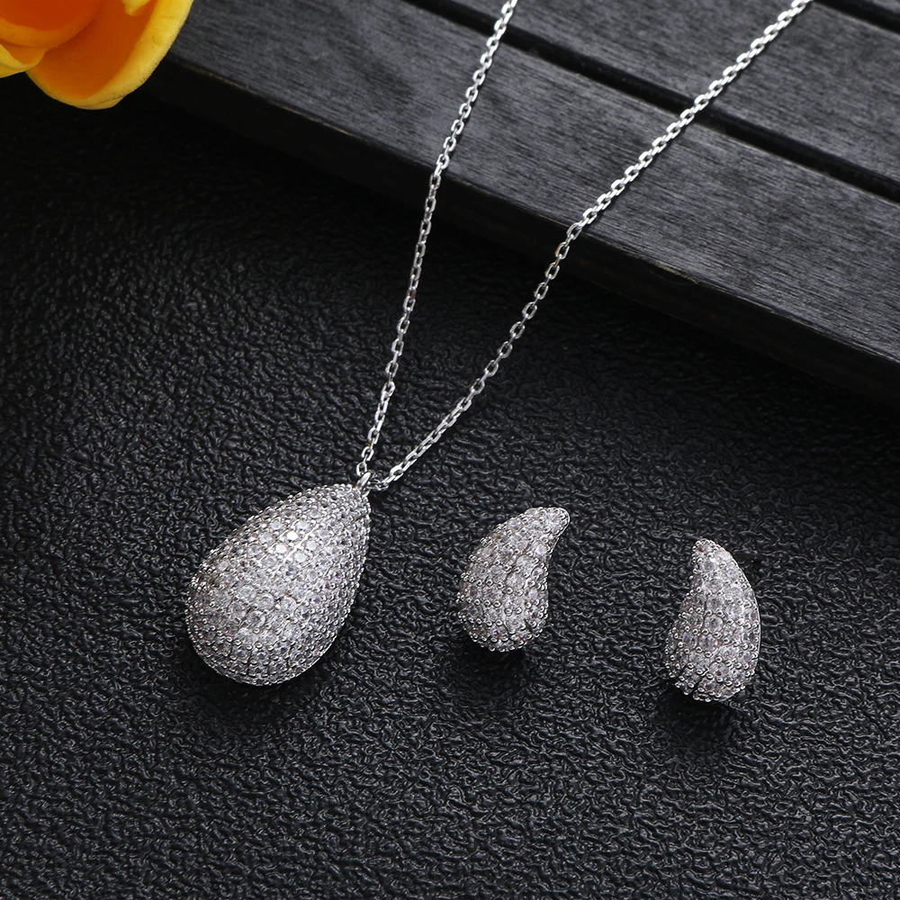 Luxury Irregular three-dimensional spherical shape Necklace Earring Set Full Cubic Zircon Tennis Chain Dubai Women Jewelry