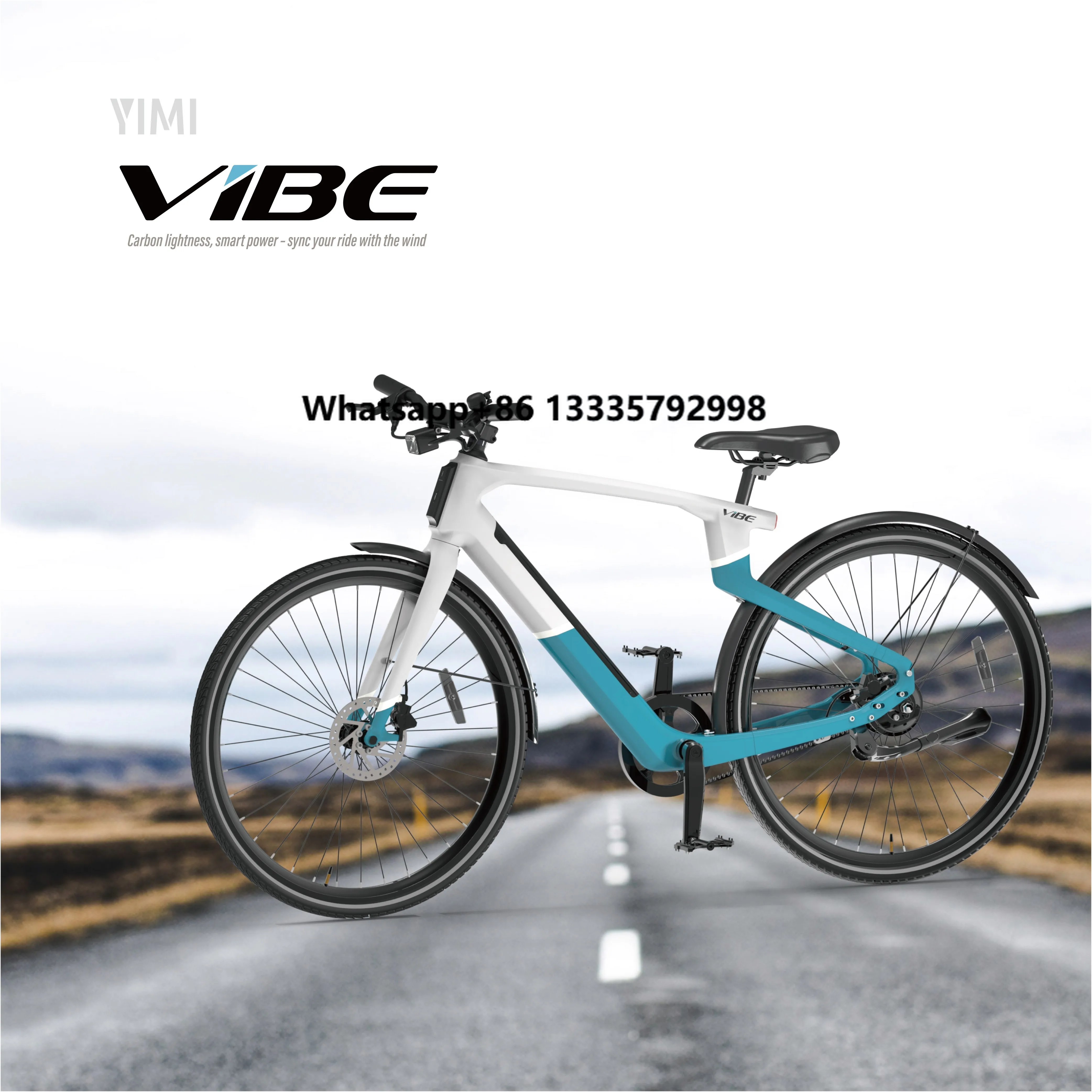 

Легкий городский электровелосипед из углеродного волокна YIMI Vibe IOT с дистанционным управлением через приложение, большой радиус действия, 80 км, 36 В, 10 Ач, максимальная скорость 25 км/ч, оптовая продажа ЕС
