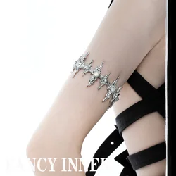 New Star Bracelet Armband Arm Accessories Moonstone Silver Color Trendy Metal Opening Bangle for Women Jewelry