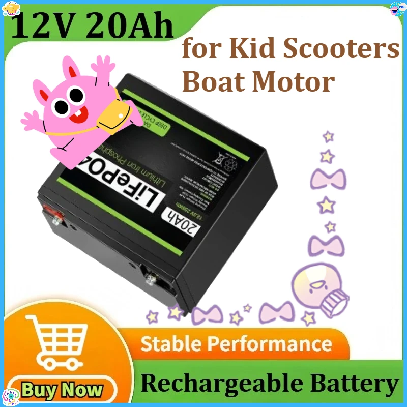 

Upgraded 12V Battery 20Ah LiFePo4 Battery Lithium Iron Phosphate 12V LiFePo4 Rechargeable Battery for Kid Scooters Boat Motor
