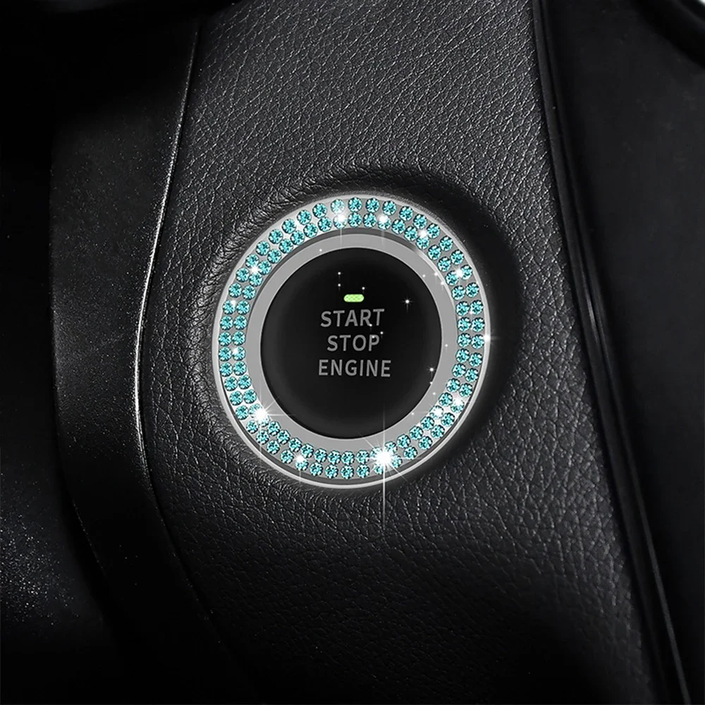 1Pcs Car One-Key Start Engine Ignition Stop Button Decoration Cover Ring Handmade Crystal Sticker Car Accessories