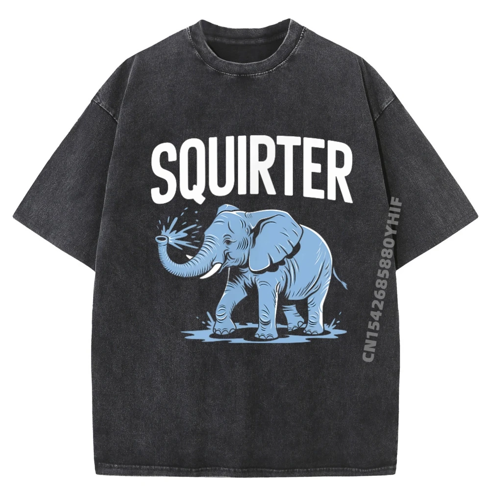 

Funny Adult Humor Funny Squirter Embarrassing Elephant Graphic T Shirts Men's T-Shirts Loose Washed Clothes