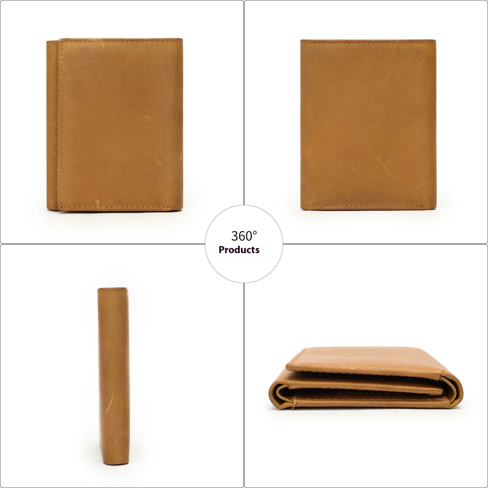 Crazy Horse Leather Coin Purse Short Wallet for Men