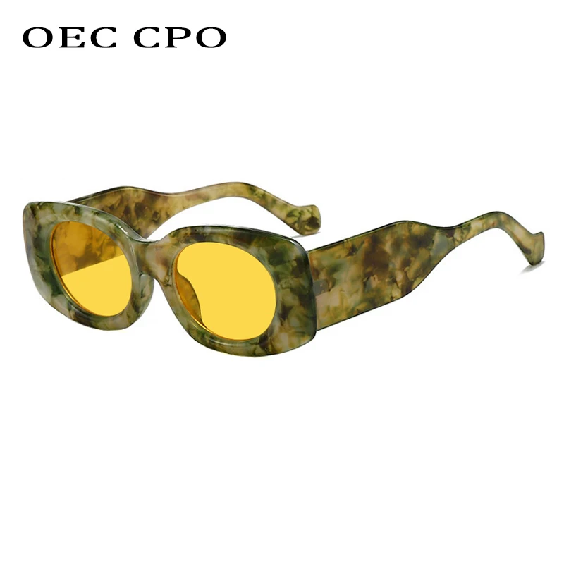 

OEC CPO Ins Popular Women Thick Frame Square Sunglasses Men Retro Tinted Shades UV400 Sun Glasses Female Fashion Eyewear