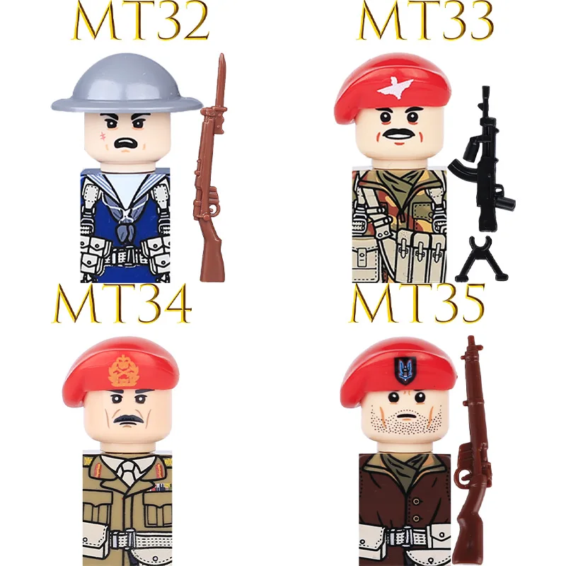 Jouet pour enfants WW2 figurines d'action de l'armée militaire bloc de construction marine américaine infanterie française armée de l'air britannique pistolet de soldat soviétique briques à monter soi-même cadeau