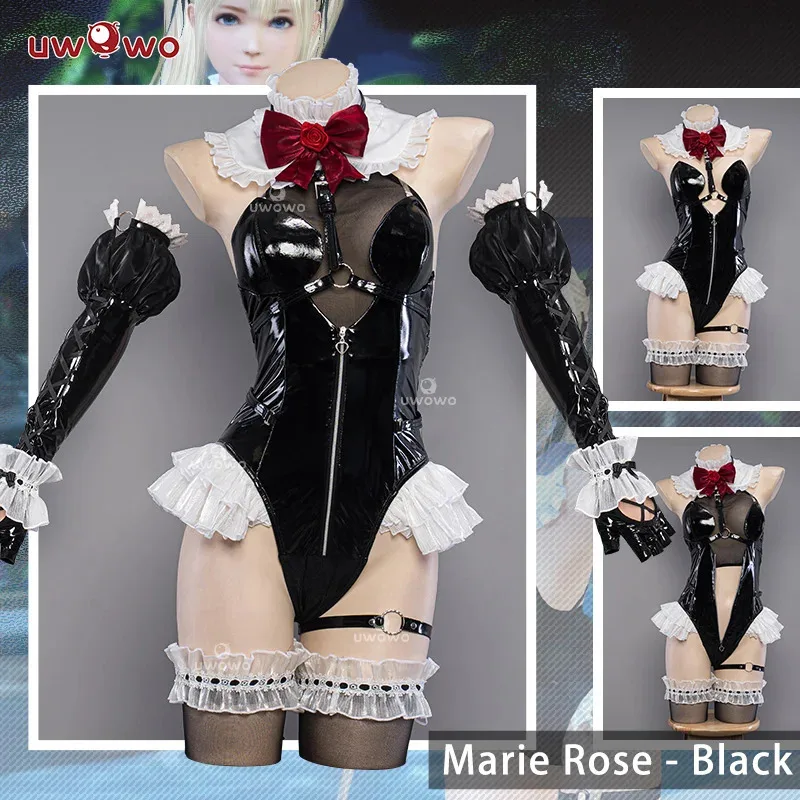 

UWOWO Marie Roses Cosplay Summer Swimsuits Black Bodysuit Cosplay Halloween Costume Carnival Outfit