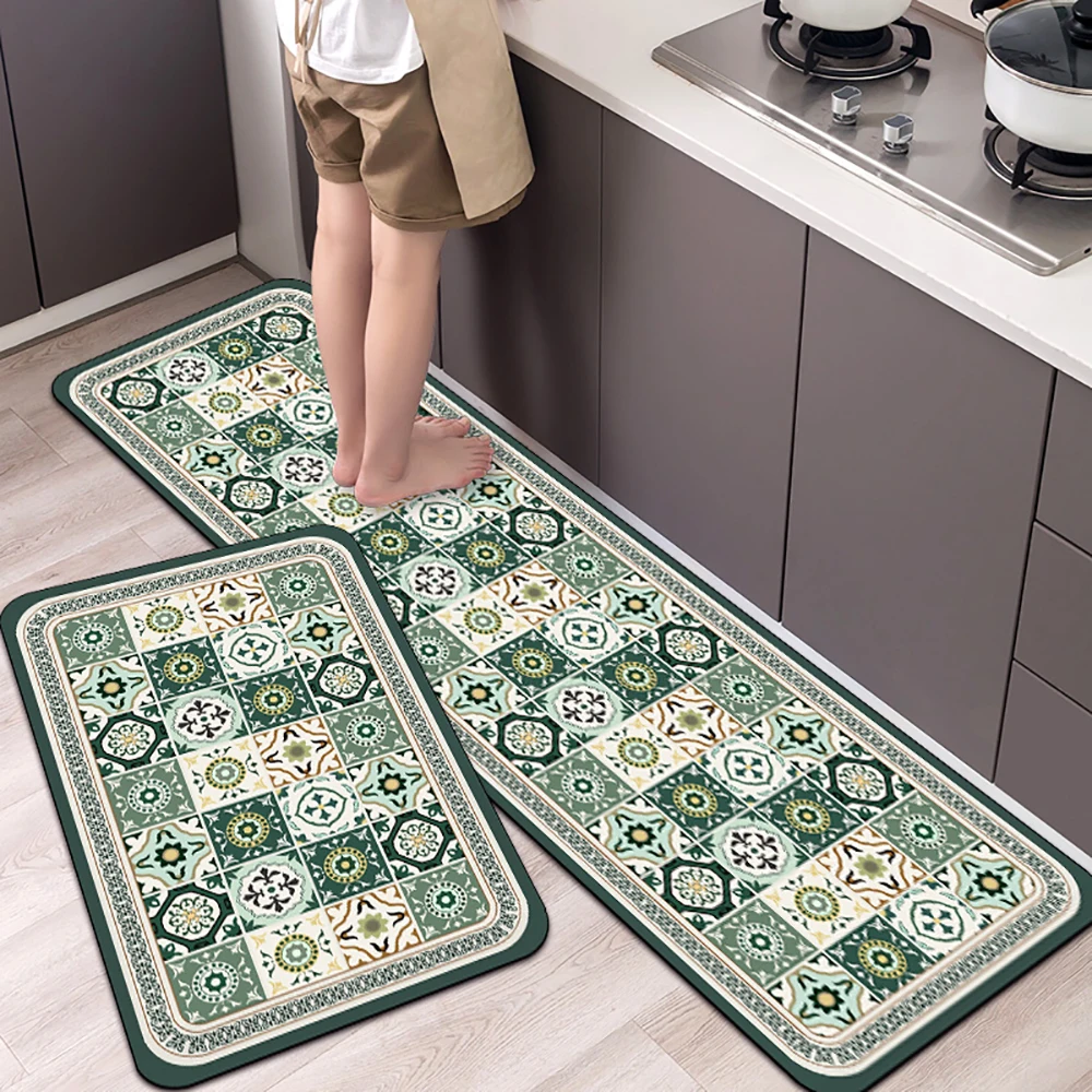 Rutschfeste Küchenmatte aus Kristallsamt, super saugfähige Fußmatten für die Küche, lange Teppiche, Badezimmer-Eingangstürmatte, Schlafzimmer, lange Teppiche – Detail 18