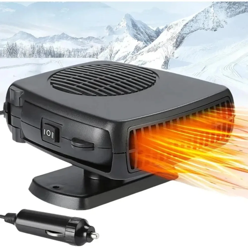 12V Portable Car Heater Fan 360° Rotating Electric Cooling Heating Windshield Defogger Defroster