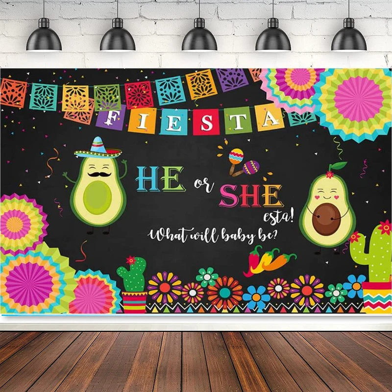 Photography Backdrop Gender Reveal Party Holy Guacamole Taco Bout A Baby He Or She Fiesta Background Banner Poster Decoration