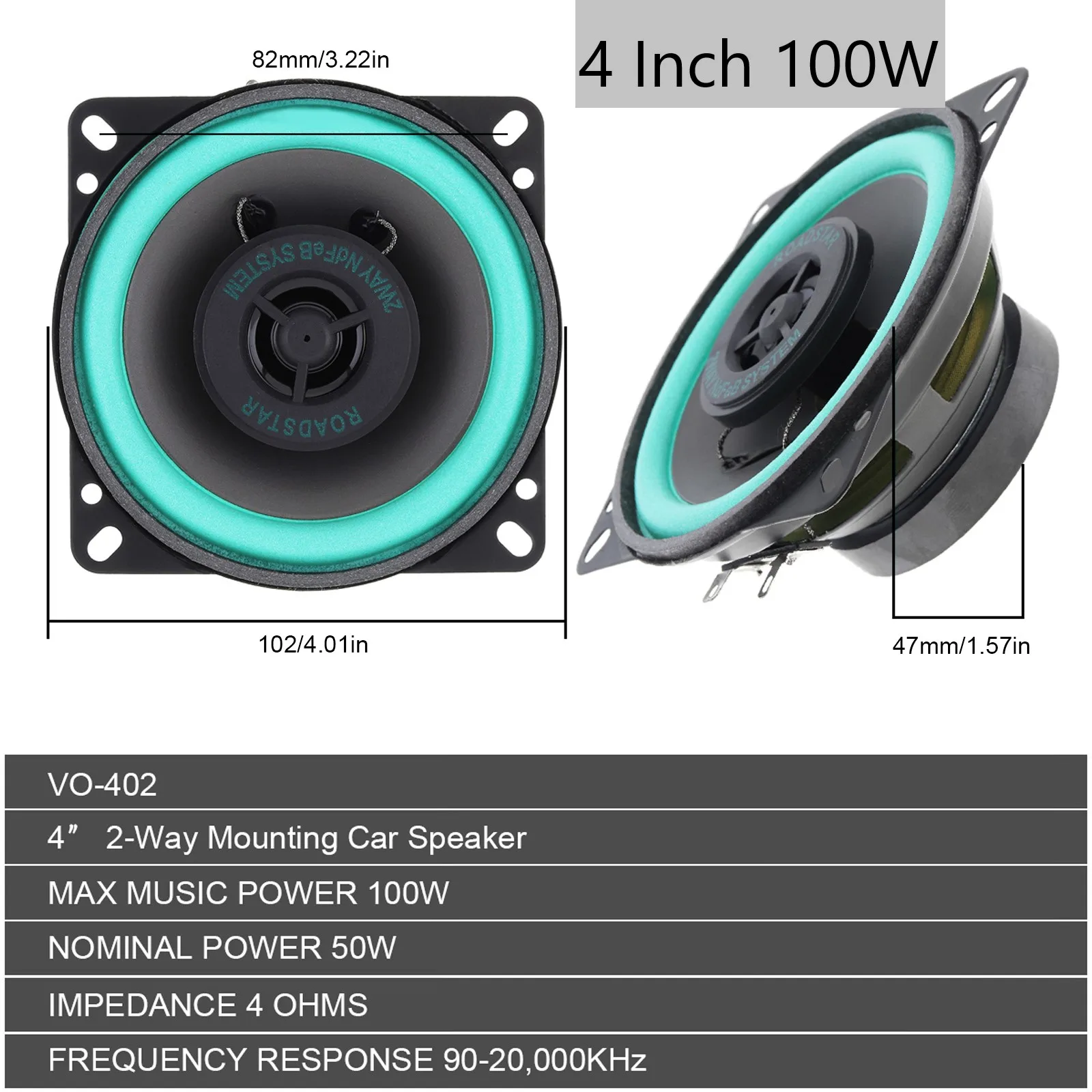 Universal HiFi Coaxial Car Speakers, Auto Audio Música Stereo Subwoofer, Full Range Frequency, 4 \