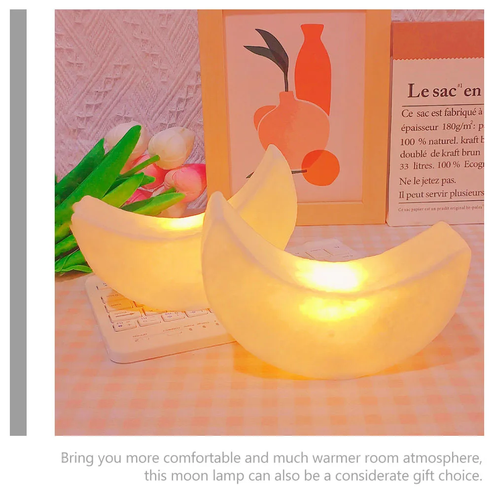 

2Pcs Moon Shape Night Light Bedside Lamps Warm Atmosphere LED Light for Childrens Bedroom Decoration Moon Lamp