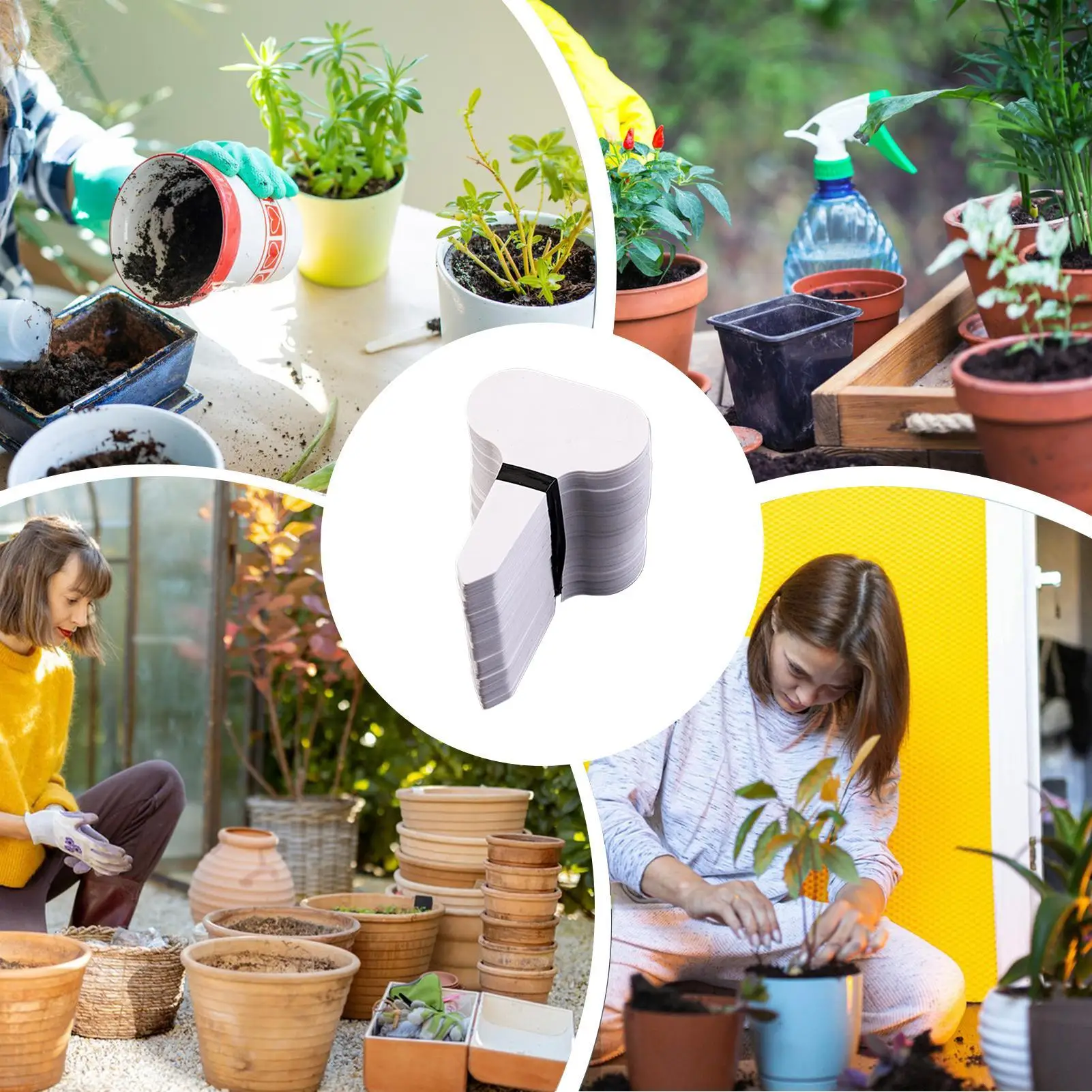 100Pcs/set Garden Plant Labeling Tags Gardening Label Stickers PVC Labels Stake on Soil Paint Sticks for Potted Plants