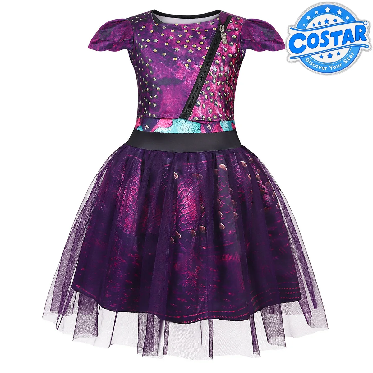 Mal-Disfraz de descendientes 3, falda de hilo, vestido fresco para niñas, disfraces de fiesta de Halloween, Cosplay de Anime personalizado