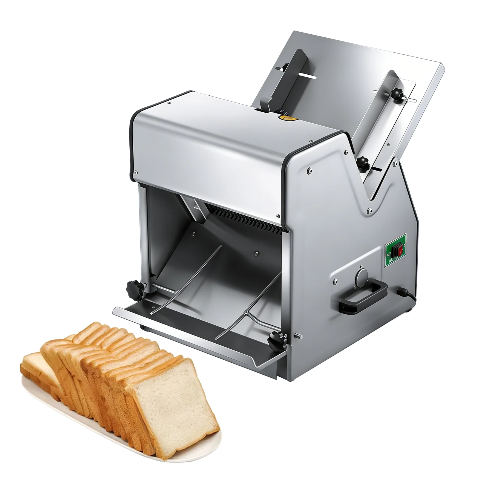 

HNZXIB Commercial Bread Slicer, Meat/Bread/Cheese/Bagel Cutter, 316 Stainless Steel 370W Low Noise, 31-Slice 12mm Uniform Cuttin