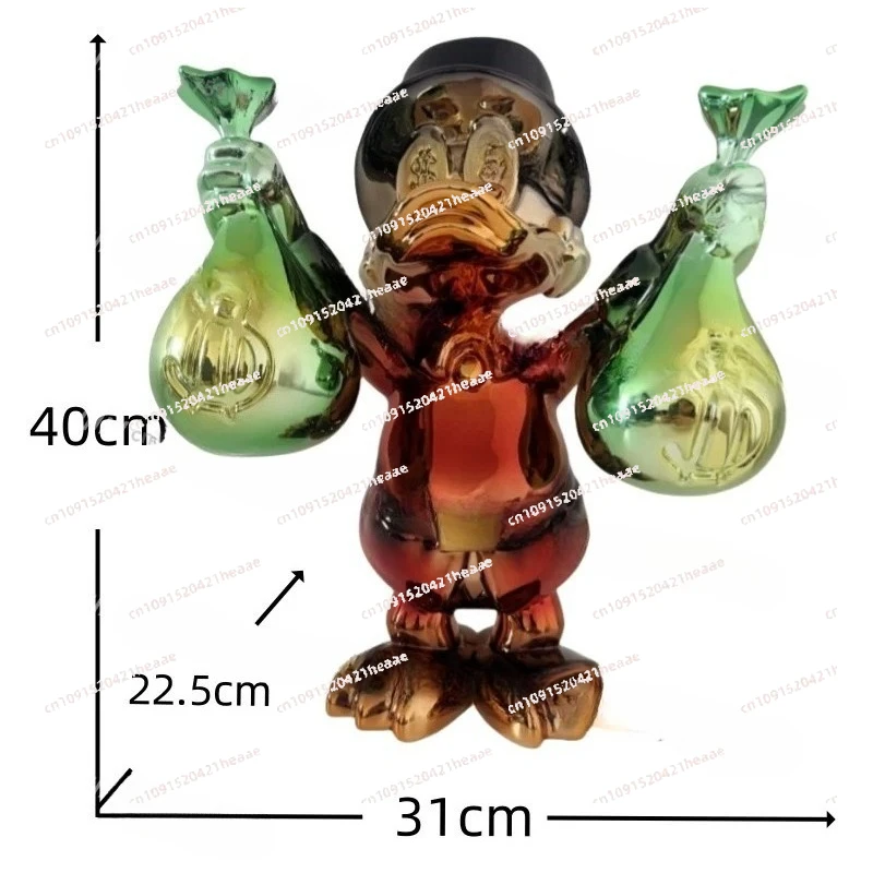 

Подходит для декора: фигурка утки-кошелька с монетами, мультяшная скульптура для дома, магазина, ресторана, бара.