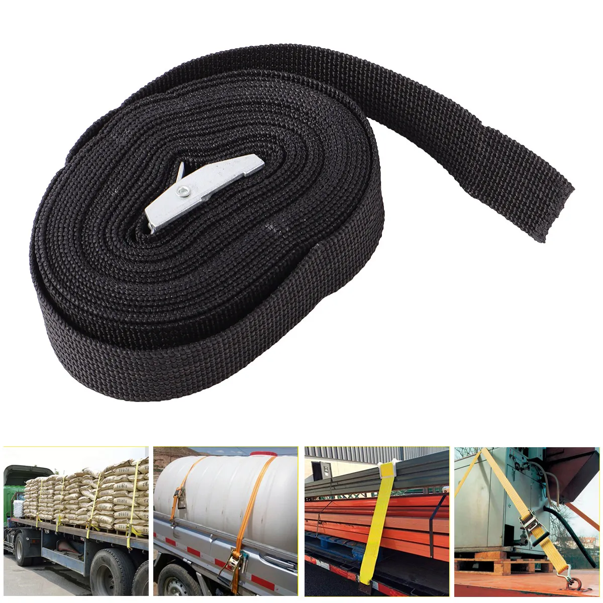 2Pcs Cargo Fixing Bands Polyester Flat Straps Zinc Alloy Button Buckle Tow Ropes for Motorcycle Car Bike Trunk Luggage Camping