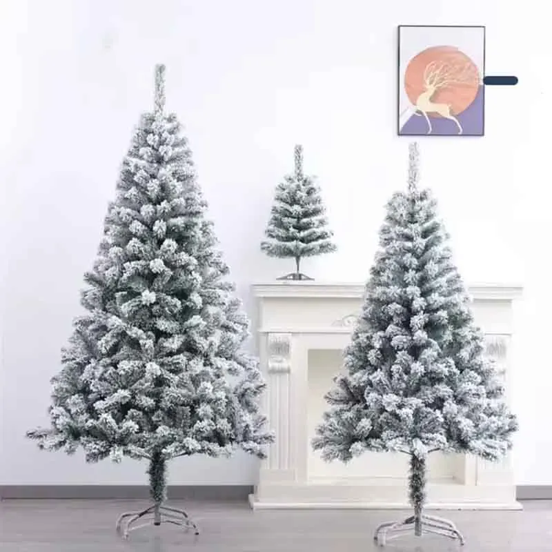 

90-210cm Simulation Christmas tree Encryption PVC white Snowflake Plush Christmas tree Christmas Atmosphere Party Decoration