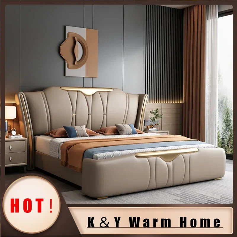 

Support Headboard Double Bed Wooden Nordic Living Room Frame Double Bed Princess Modern Cama Matrimonial Bedroom Furniture