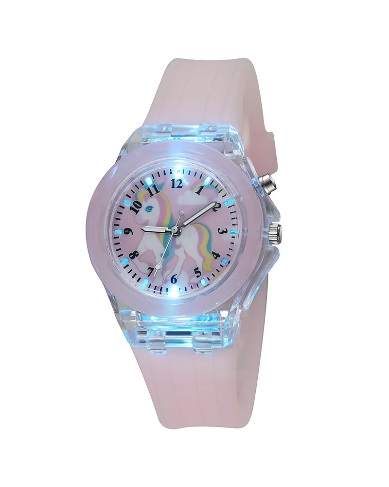 UTHAI CQ235 Fashion children's watch cartoon unicorn night light student quartz watch casual children's clock gift