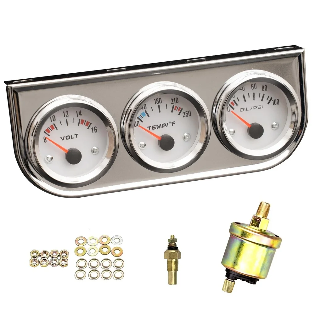Automotive Accessory 52mm for 3in1 Gauge Kit High Sensitivity Measurement Low Light Visibility Abs And Aluminum Rims