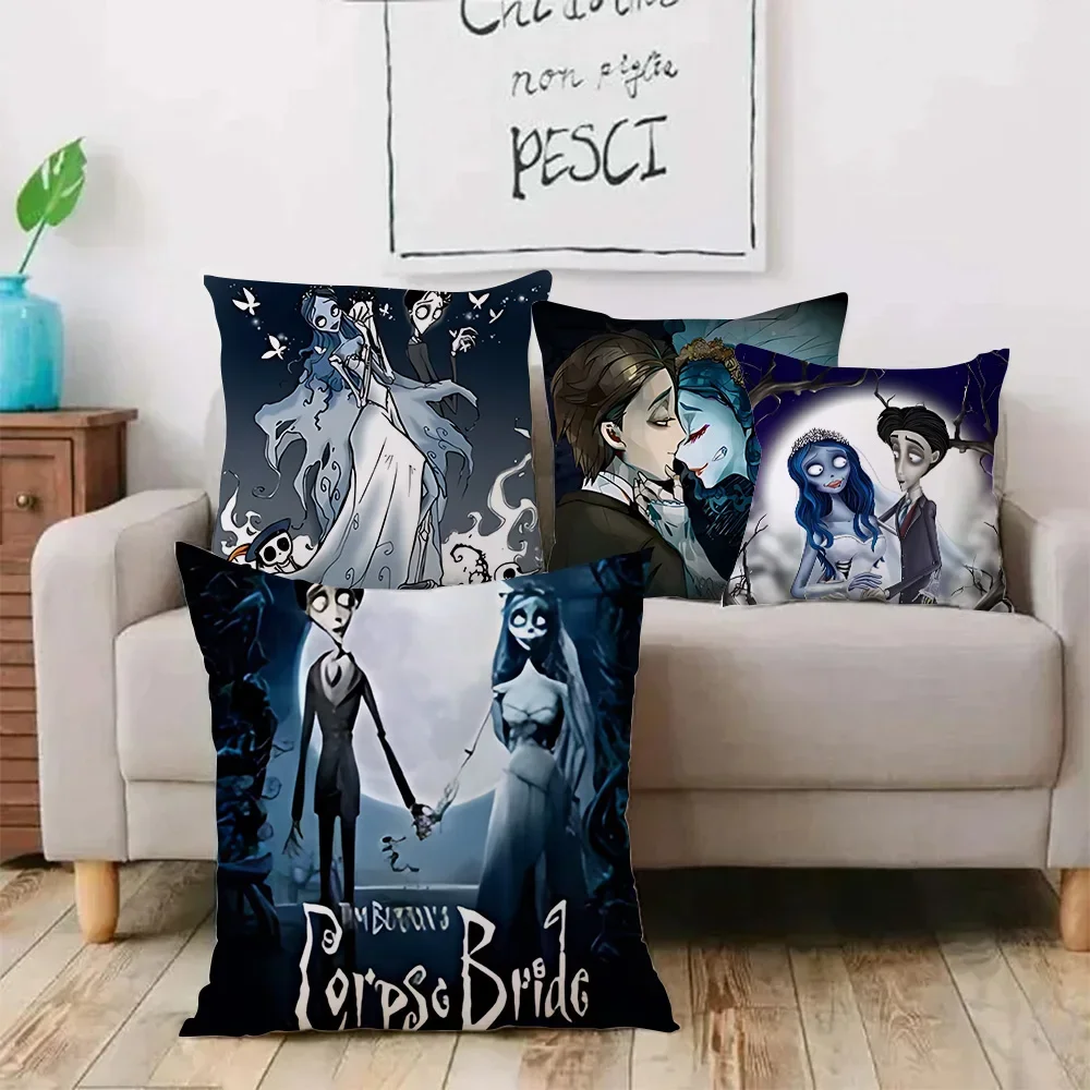 C-Corpse Bride Cartoon Anime Pillow Covers Cartoon Sofa Decorative Home Double-sided Printing Short Plush Cute Cushion Cover