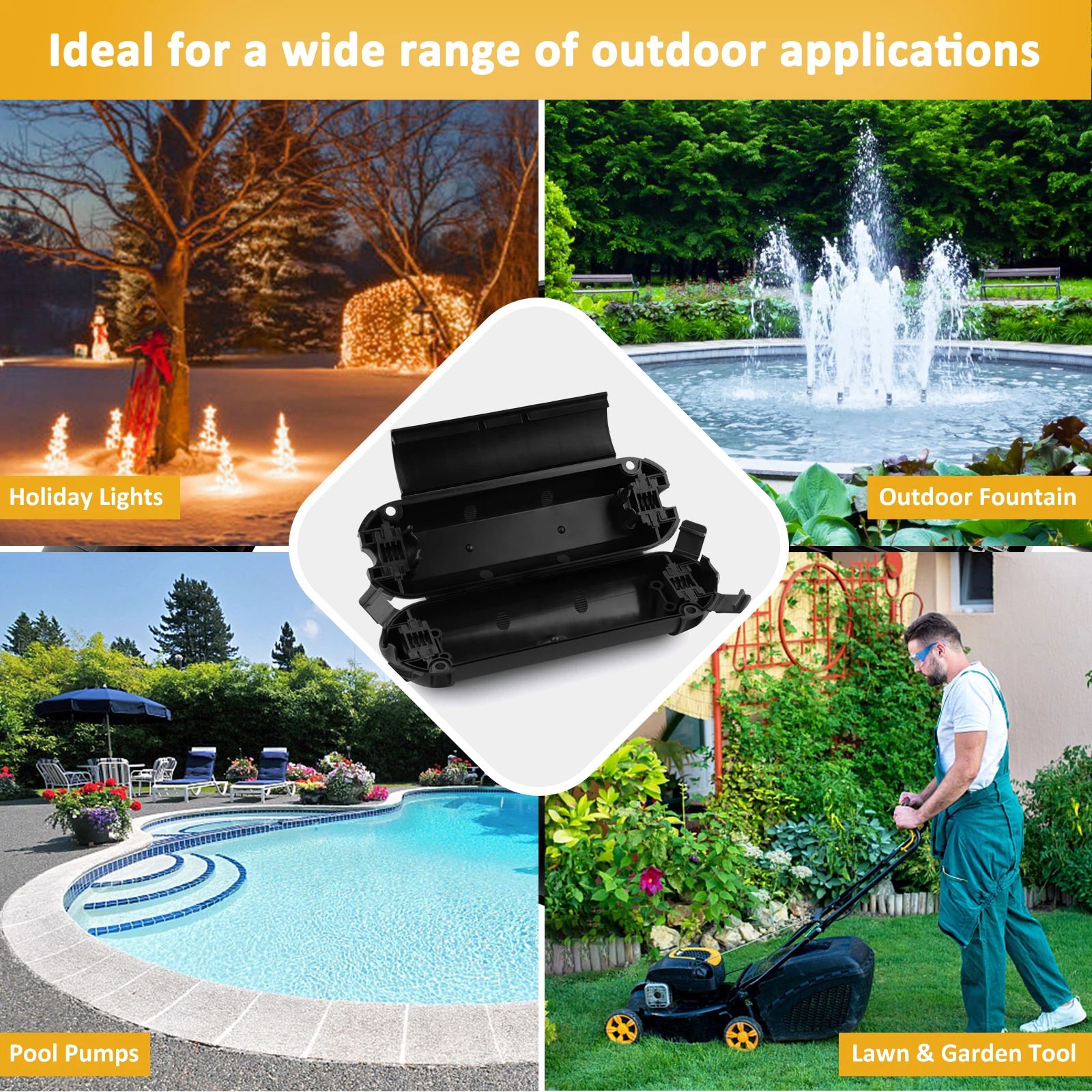 Flemoon 29 x 11 x 7.5 cm 2個セット コンパクトサイズ 屋外延長コードカバー 屋外電源プラグ用 防水屋外電気ボックス