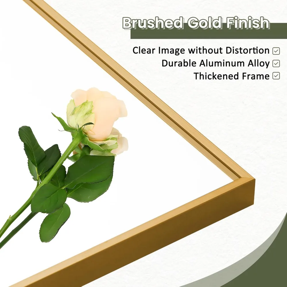 Gold Full Length Wall Mirror, 64 x 21 Freestanding, Bedroom or Dressing Room, Full Body Mirror with Stand