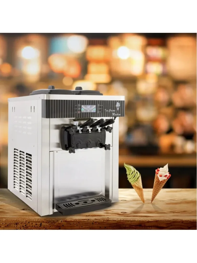 2200W Gewerbliche Softeismaschine, 3-Sorten-Joghurtbereiter (20-28 Liter/Stunde) mit LED-Display & Autoreinigung für Restaurants