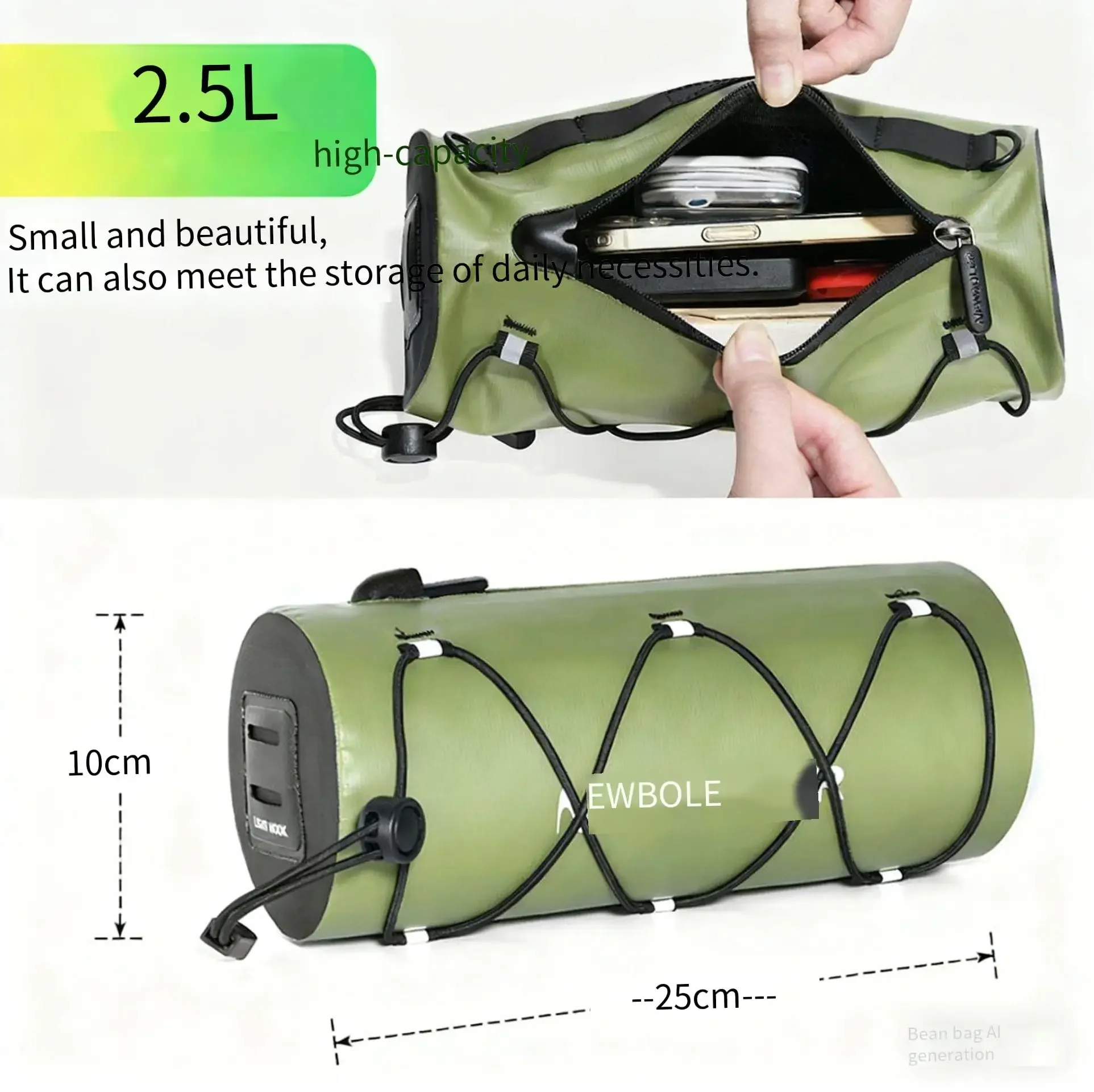 BarrelPannier Pro - Multi-Functional Cylindrical Handlebar Bag with Folding Design