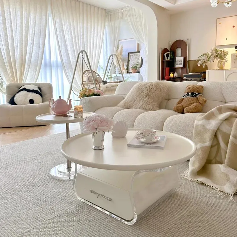 

Small Italian Coffee Table Designer Style Unique Minimalist White Coffee Table Luxury Saving Meuble Salon Living Room Furniture