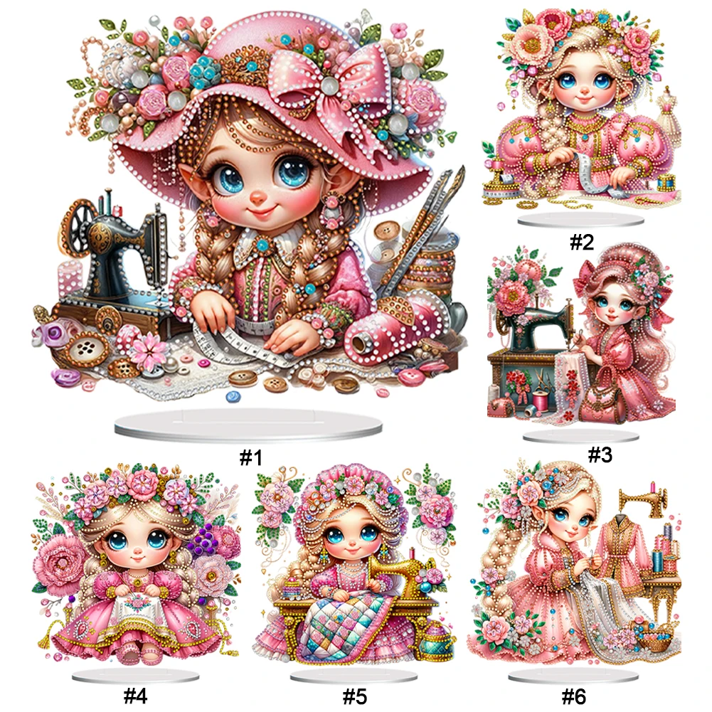 

2D Flat Print Girl DIY Double-Sided Desktop Diamond Art Kits Diamond Painting Desktop Decorations for Home Office Desktop Decor