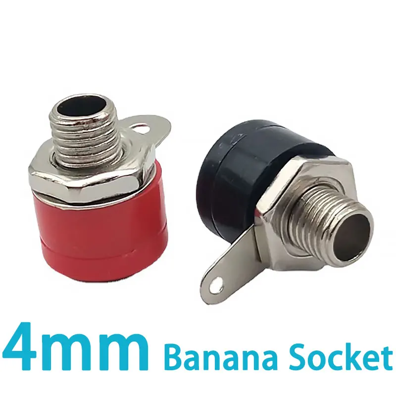 

10pcs/lot 4mm Banana Socket Female Jack 4mm Banana Binding Post for Banana Plug Terminal Connector Black Red DIY Adapter