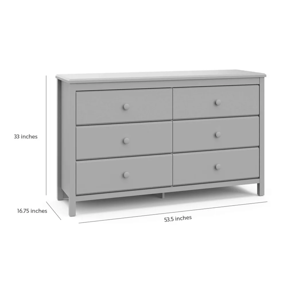 Armário duplo para berçário, 6 gavetas Double Dresser for Kids, Green Pebble Grey, Ouro certificado