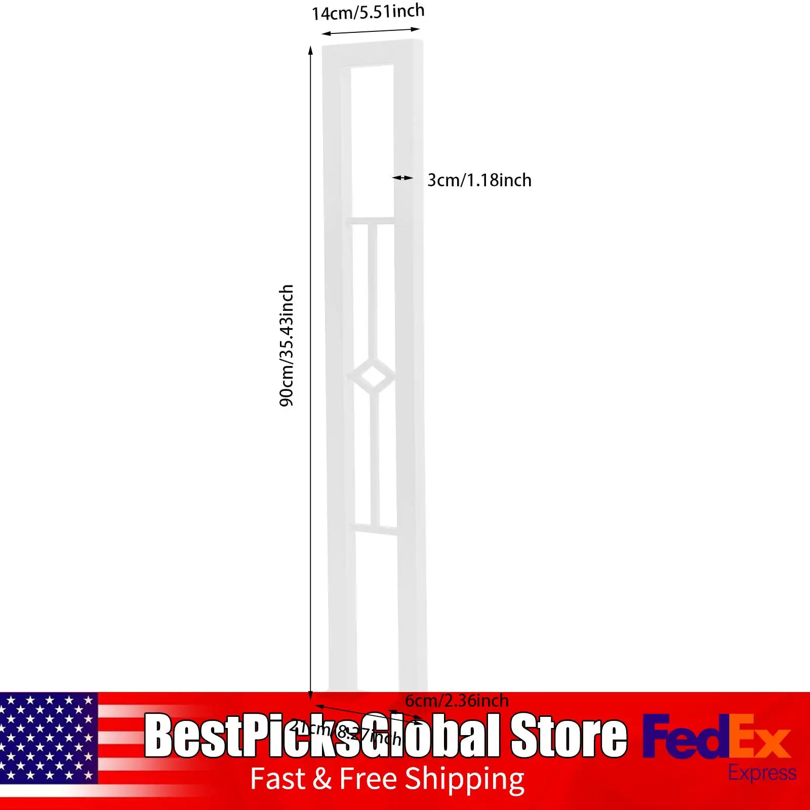 قطعتان من درابزين الدرج على شكل حرف U، نمط ماسي، أبيض/أسود، قضبان يدوية حديدية مزخرفة للممر، ارتفاع 35.43 بوصة