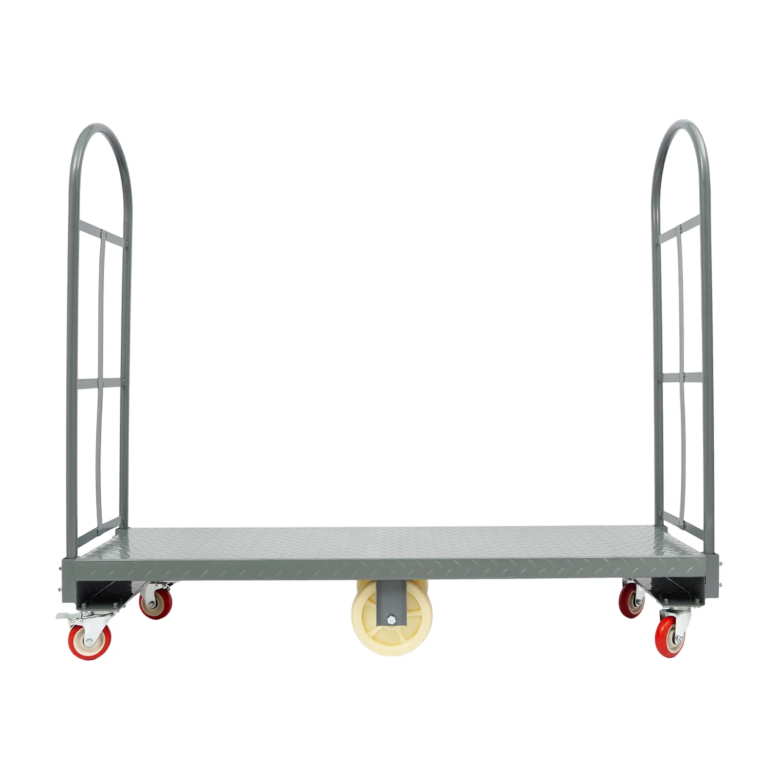U-Boat Cart 2000 lbs Capacity Heavy Duty Platform Cart 4 Swivel Wheels 2 Guide Wheels with Brake 60.5x15.7 inch Removable Side Rails Utility Truck
