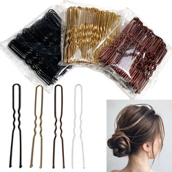 50pcs Hair Waved U-shaped Bobby Pin Barrette Salon Grip Clip Hairpins Black Metal Hair Accessories For Bun Gifts