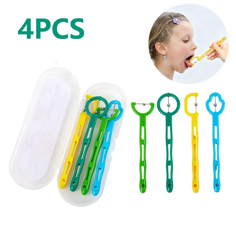4Pcs/set Tongue Tip Trainer Pronunciation Correction Tongue Muscle Oral Pronunciation Training Swallowing Rolling Tongue Tool
