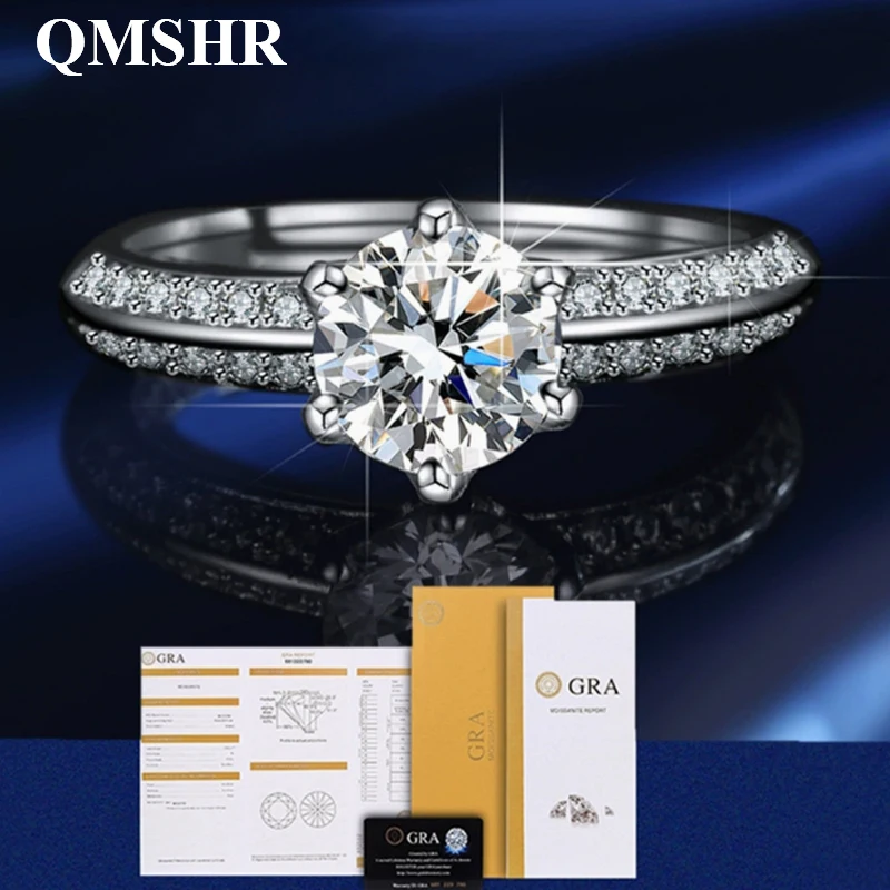 

QMSHR 925 Sterling Silver Moissanite Open Rings and 1CT Jewelry for Women | Sparkling Gift Ideas and Elegant Designs