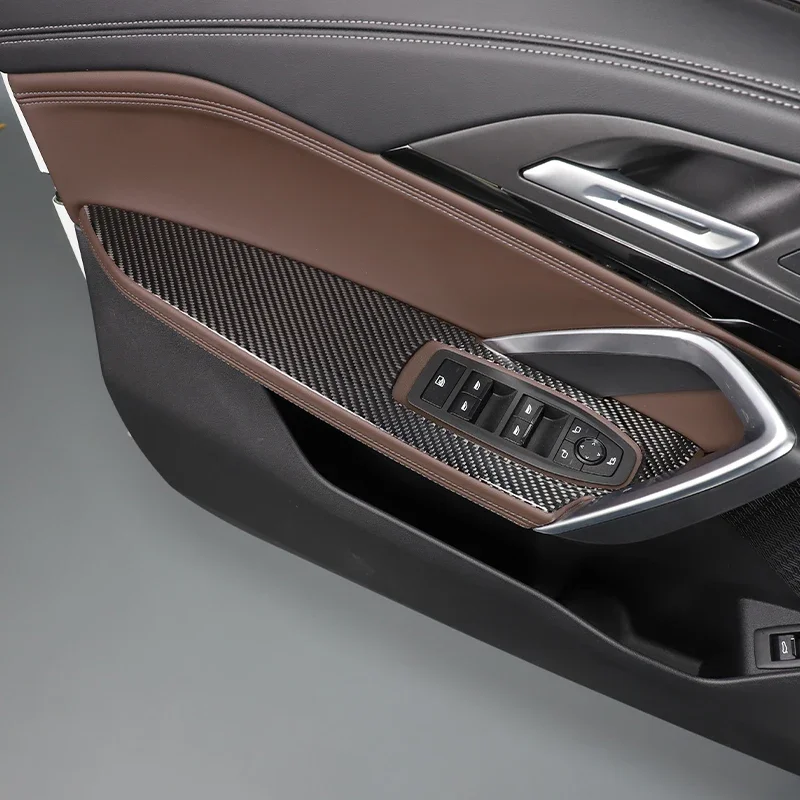 

metyoucar For BMW X1 U11 2023-2025 soft Carbon Fiber Car Console Dashboard Door Panel Trim Stickers Interior Car Accessories