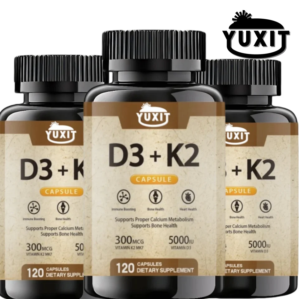 

YUXIT Shengsu K2 (mk7) (100mcg)+vitamin D3 (5000 Iu) 120 Capsules - Gluten Free And Non Gmo