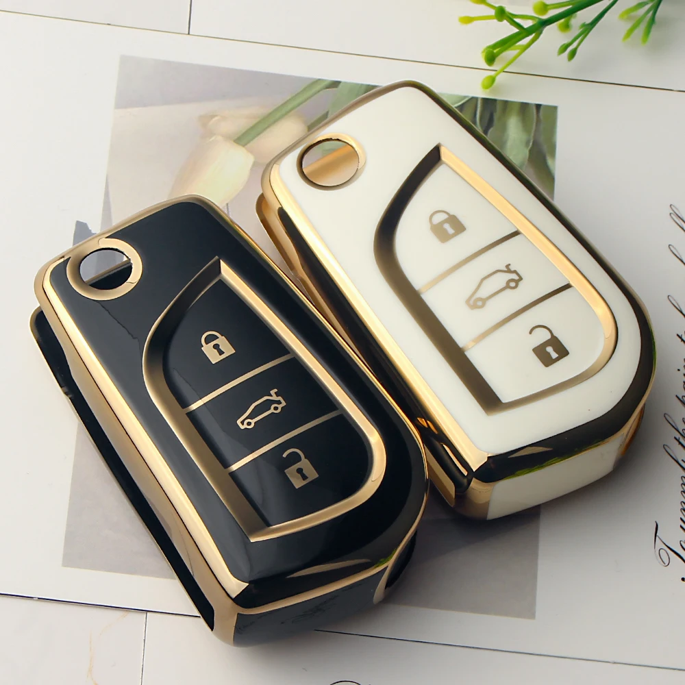 KEYYOU Soft TPU Remote Car Key Case Cover For Toyota Auris Corolla Avensis Verso Yaris Aygo Scion TC IM Camry RAV4 Fortuner
