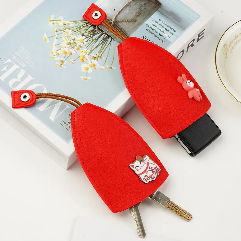 

Cute Pull Out Car Key Case Cartoon Animals Rabbit Cat PU Leather Key Wallets Housekeepers Car Key Holder Case