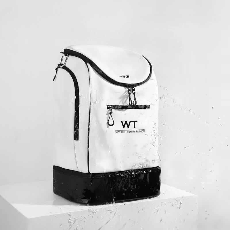 White Waterproof Backpack for Swim & Snorkel Gear, Wet Dry Separate Beach Diving Bag, Scratch-Resistant Durable Durable Wear