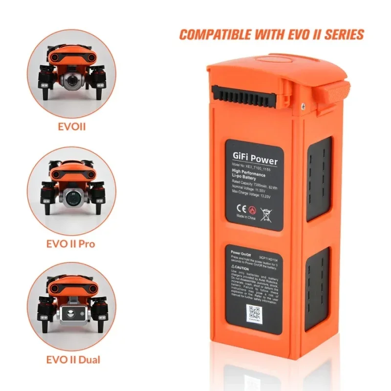 7100mAh لبطارية ذكية مخصصة لـ Autel EVO II/PRO/EVO 2 Dual II Drone 82Wh 11.55V بطارية ليثيوم قابلة للشحن