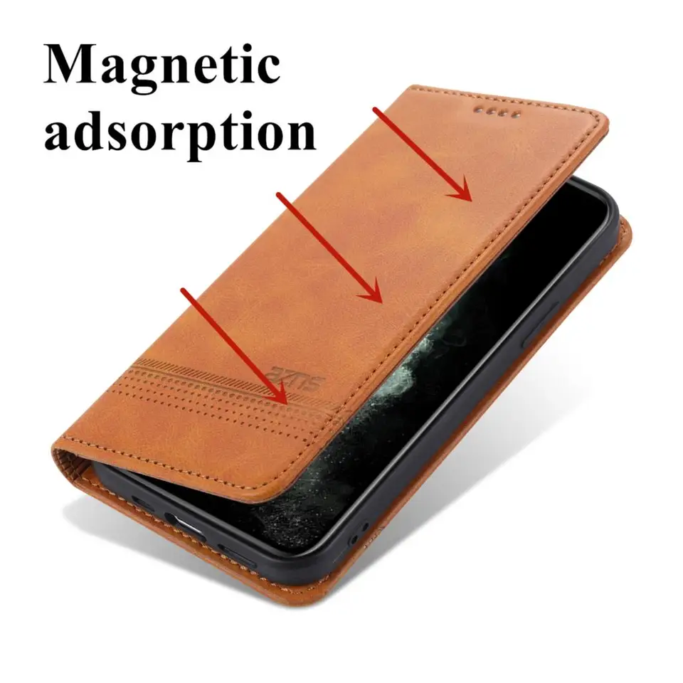 Funda de cuero de lujo con absorción magnética para Samsung Galaxy S21 Plus S22 S23+ Ultra 5G, funda tipo billetera con tapa protectora 2