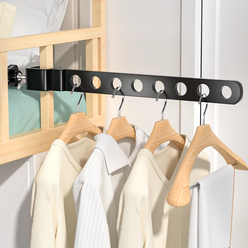 Foldable Black Clothes Rack Clothes Hangers Wall Mounted Hanger Drying Rack SpaceSaving Aluminum Clothes Organization  FR3032