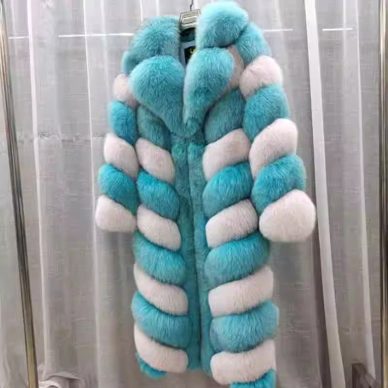 

Annsirgra Women's Real Fox Fur Coat X-long Luxury Nutural Fox Fur Jacket Ladies Overcoat Fashion Streetwear Winter New 2024