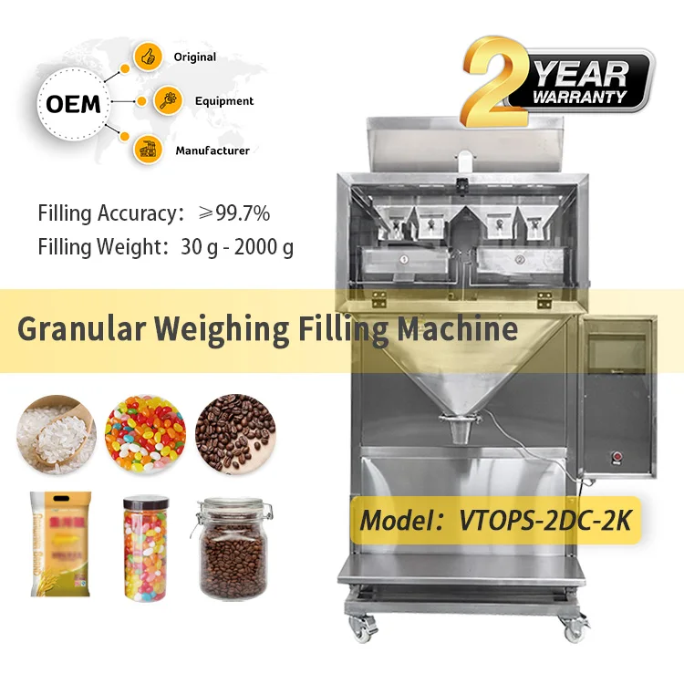 Innovative Design Vibratory Linear Weigh Filler Puffed Food Biscuits Crisps Popcorns Snacks Weighing Filling Machine