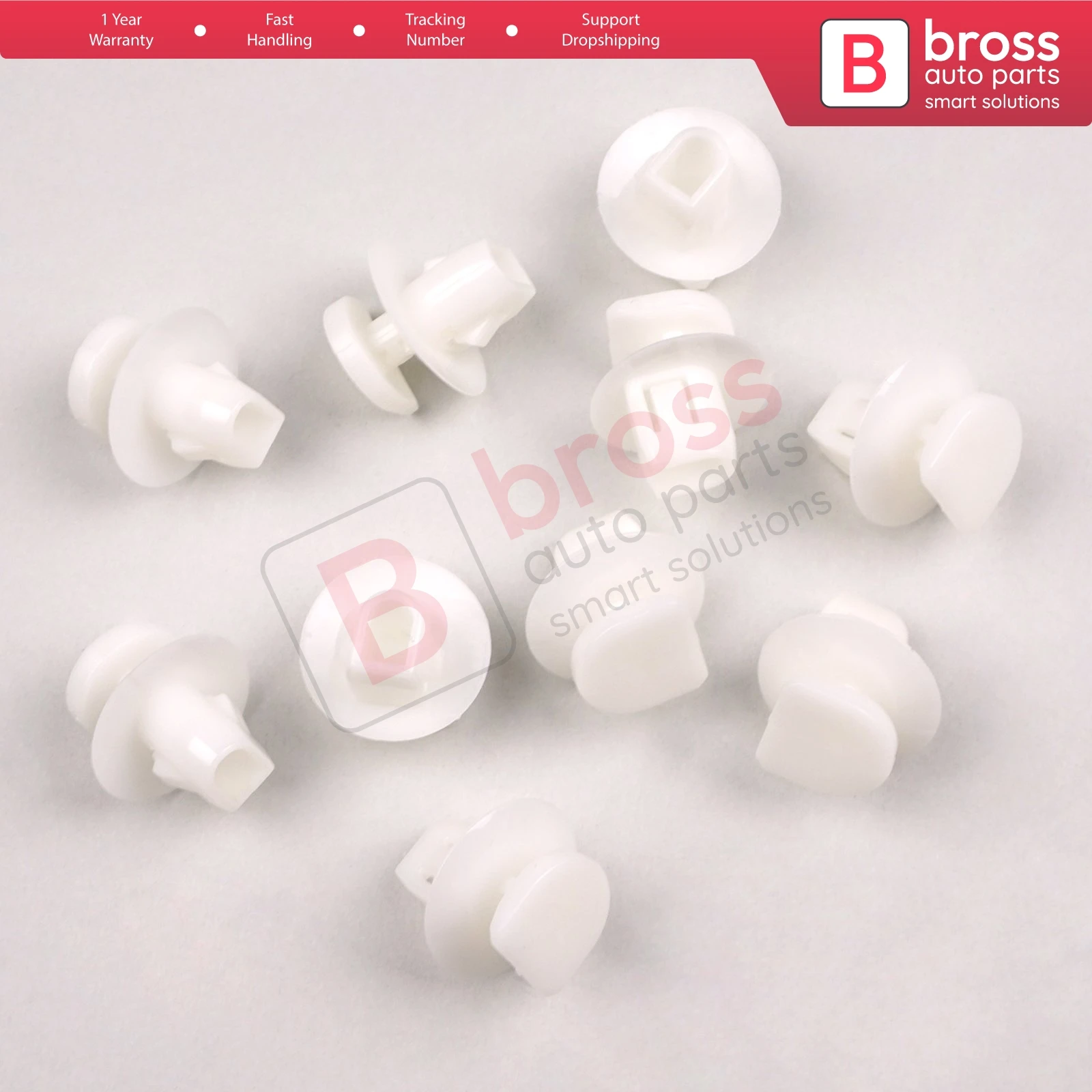 Bross Auto Parts BCF2141 10 Pieces Trim Panel Clip for Toyota Top Head Size: 19.2mm Stem Length: 11mm Fits into: 9.7x7.6mm