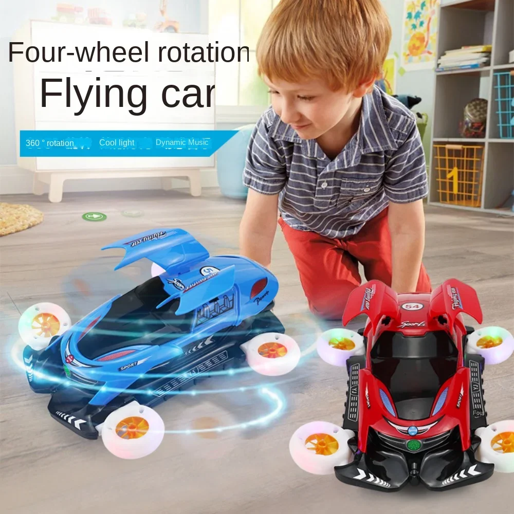 Multifunctional Rotating Stunt Car 4-Wheel Flying Toy Educational Early Learning Gift for Toddlers 0-3 Years Old Boys
